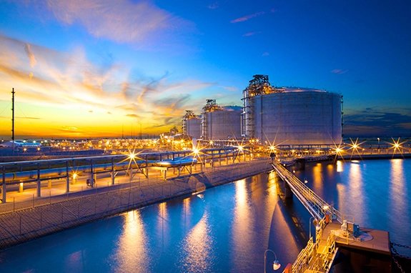 Cameron LNG at night