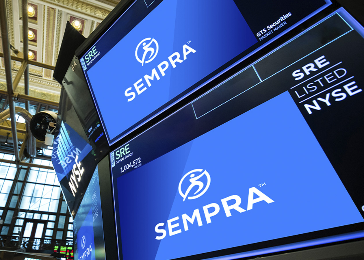 Sempra logo on NYSE screens
