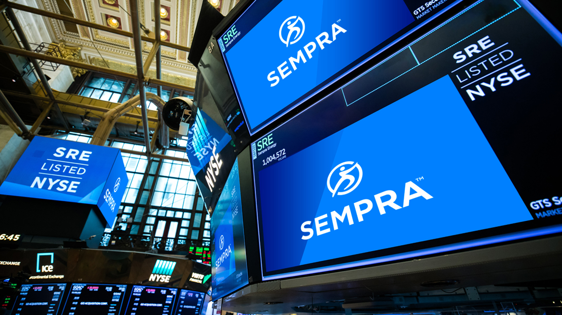 Sempra's ticker symbol on the New York Stock Exchange trading screens
