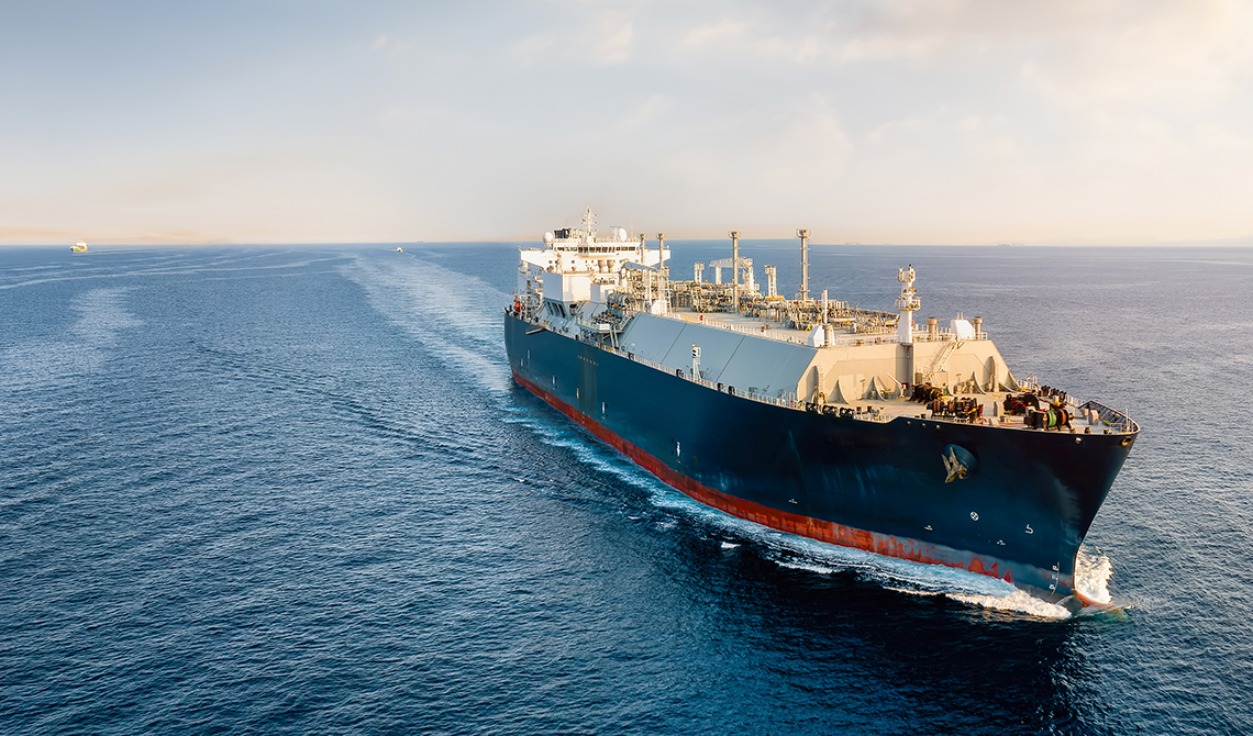 An LNG transport ship at sea