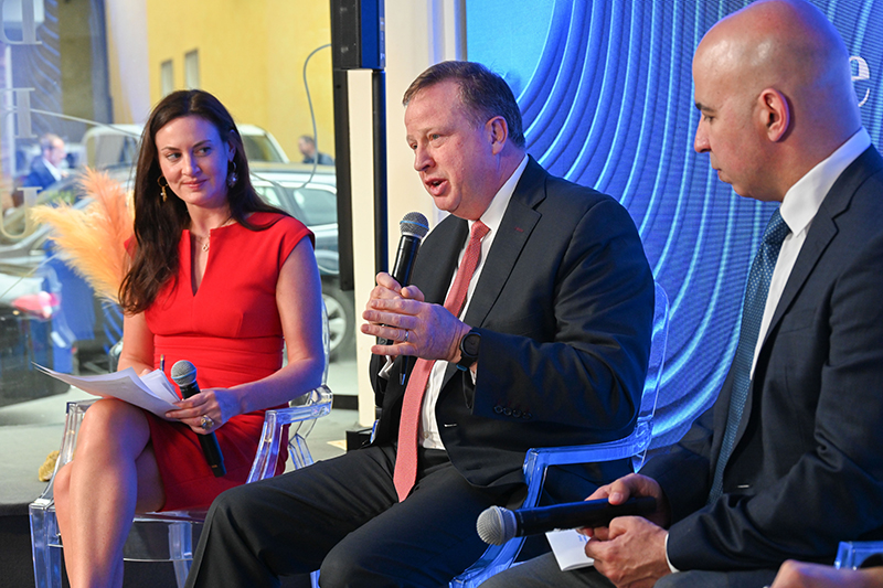 Trevor Mihalik speaks at the Three Seas House Energy Transformation Panel in Davos, Switzerland, 2022