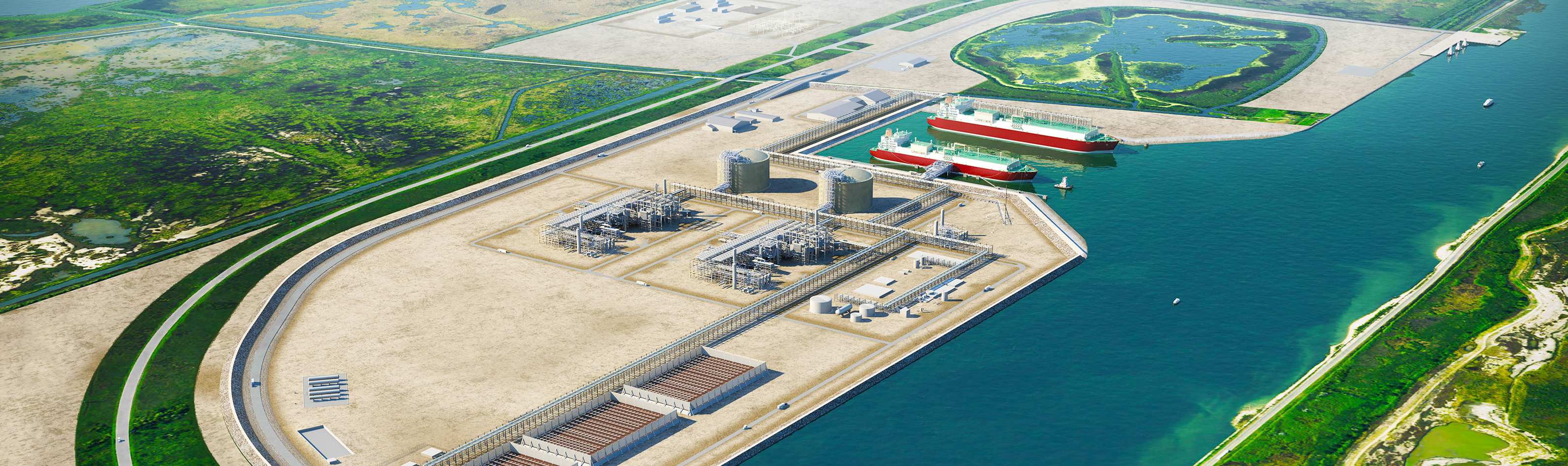 Rendering of the proposed Port Arthur LNG facility Rendering of the proposed Port Arthur LNG facility